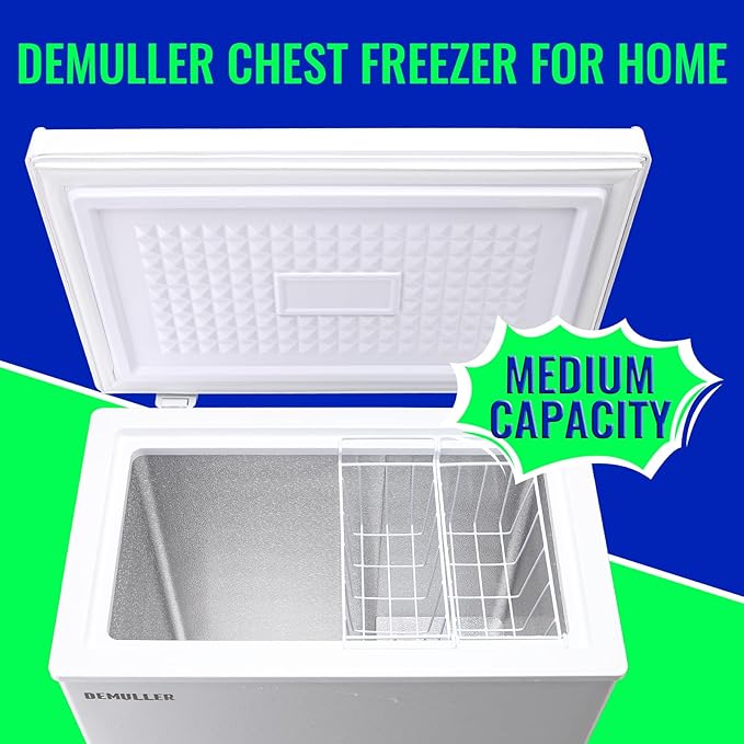 Demuller 4.0 cu.ft Chest Freezer With Electronic Panel, Accurate Temperature Display To 1 ℉, White Deep Freezing Machine With 2 Removable Baskets, Compact Size For Any Space - View 2 | Fridge.com