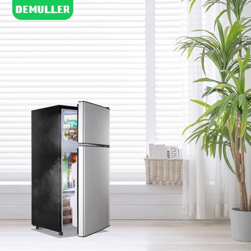 Demuller Mini Fridge With Freezer, 2.4 cu.ft Personal Refrigerator Only For One Person Use, Silver Tiny Small Size Refrigerator With 7 Level Adjustable Temperature And Double Door - View 2 | Fridge.com
