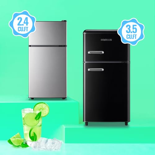 Demuller Mini Fridge With Freezer, 2.4 cu.ft Personal Refrigerator Only For One Person Use, Silver Tiny Small Size Refrigerator With 7 Level Adjustable Temperature And Double Door - View 6 | Fridge.com