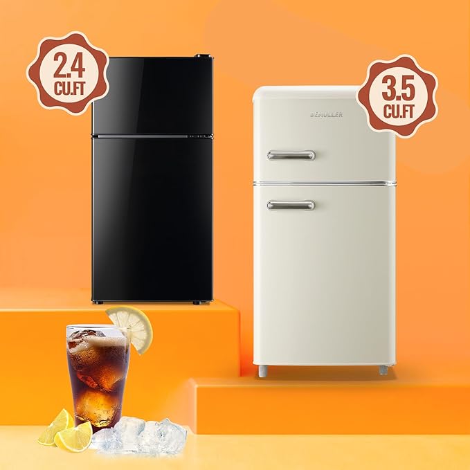 Demuller 2.4 cu.ft Mini Fridge With Double Doors Small Refrigerator With Separate Freezer & 7 Adjustable Temperature Control, Tiny Size & Personal Fridge Ideal For Office Apartment Dorm Black - View 6 | Fridge.com