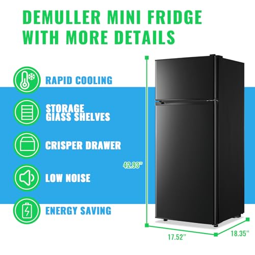 Demuller 4.5 Cubic Feet Double Door Fridge With Top Freezer Large Capacity Refrigerator With 7 Temperature Control & 3 Removable Shelves Black - View 3 | Fridge.com