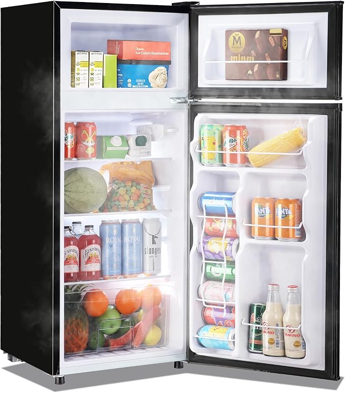 Demuller 4.5 Cu.ft Small Refrigerator with Top Freezer, 2 Door Mini Fridge with Adjustable Thermostat & Removable Glass Shelves Compact Refrigerator for Bedroom, Dorm Black | Fridge.com
