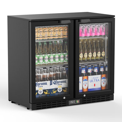 Coolake 36 7.4 Cu.Ft Back Bar Cooler Refrigerator With 2 Glass Doors, Display Drink Fridge For Restaurant, Garage, Office, Shop | Fridge.com