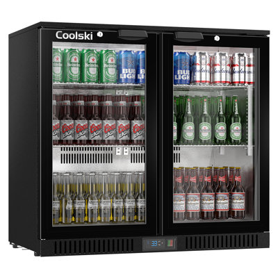 36 Inch Back Bar Cooler With 2 Glass Doors, Under Counter Beverage Refrigerator, 7.4 Cu.ft. Commercial Counter Height Bar Fridge With Led Lighting For | Fridge.com