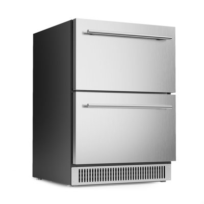 Coolski 24 Inch 5.3 Cu.ft Under Counter Beverage Refrigerator Drawers In Stainless Steel — FIN-0019585 | Fridge.com