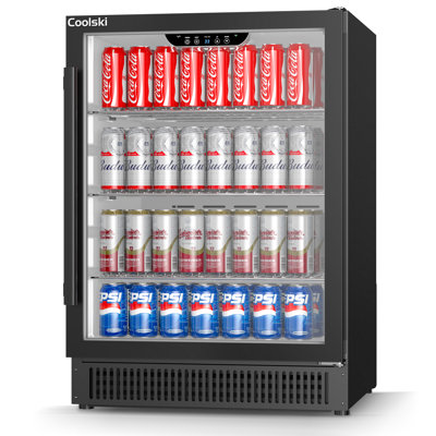24 Inch Beverage Refrigerator And Cooler, 180 Cans Under Counter Beverage Fridge With Glass Door For Home Bar Kitchen, Etl, Doe, Nsf Approved | Fridge.com