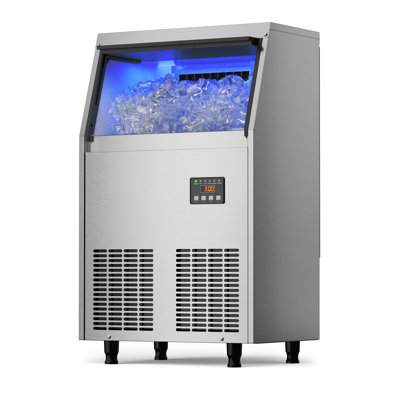 200 Lb. Daily Production Cube Clear Ice Stainless Steel Commercial Freesfanding Ice Maker Machine | Fridge.com