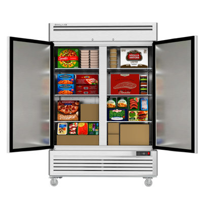 Coolake 54" W 49 Cu Ft 2 Soild Door Commercial Reach-in Upright Freezer With 8 Adjustable Shelves In Stainless Steel | Fridge.com