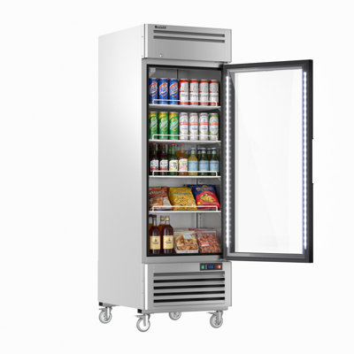 27" 21.8 Cu. Ft. Commercial Display Refrigerator Merchandiser Beverage Cooler - 1 Glass Door, Stainless Steel | Fridge.com