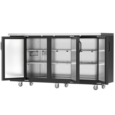 Coolake 72 W Commercial Back Bar Cooler With Stainless Steel Top , 20.3 Cu.ft Counter Height Beverage — Digitale Essentials, model MSBB72BH