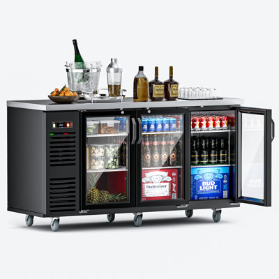 72 Commercial Back Bar Cooler With 3 Glass Doors, 21.6 Cu.ft. Stainless Steel Top Back Bar Refrigerator — Digitale Essentials, model MSBB72BHG