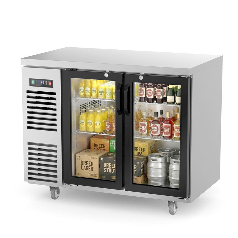 48 in. W 15.1 cu. ft.Under Height Back Bar Cooler Commercial Refrigerator with Glass Door in Stainless Steel | Fridge.com