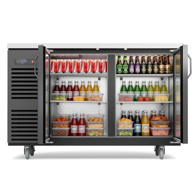 60 in. W 20.5 cu. ft.Under Back Bar Cooler CommercialRefrigerator in Black Stainless Steel — FIN-0018167 | Fridge.com