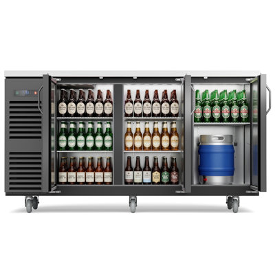 72 in. W 25.6 cu. ft.Under Back Bar Cooler CommercialRefrigerator in Black Stainless Steel — Digitale Essentials, model YY1-MBB-72BH