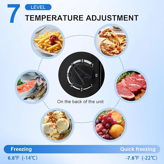 Doghly 2.1 cu.ft Upright Freezer With Removable Shelf, 7 Adjustable Thermostat, Stand-Up Single Door Compact Freezer With Rapid Cooling Technology For Home, Kitchen, Dorm, Black (2.1 cu.ft) - View 2 | Fridge.com