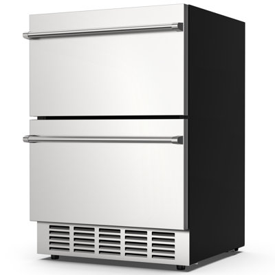 24" Undercounter Double Drawer Beverage Refrigerator, 133 Cans Capacity Cooler with Quiet 38dB Operation | Fridge.com
