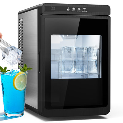 Countertop Clear Square Ice Maker 22 lbs/Day, Compact Plumbless Design for Home and Bar | Fridge.com