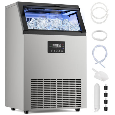 150LBS/24H Commercial Ice Maker, Dual Water Inlet & Auto Cleaning for Bars, Cafes and Kitchens | Fridge.com