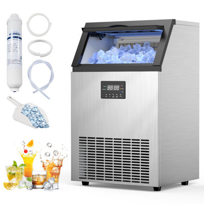 Commercial Ice Machine, 200lbs/24h Production, 45lbs Storage Bin | Fridge.com