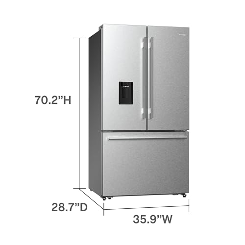 Duura Elite DE210FDBMDSS Refrigerator Built In With French Doors Adjustable Glass Shelves Dual Drawer Bottom Freezer With Ice Maker, LED Interior Light And Stainless Steel Exterior, 36-Inch, Metallic - View 3 | Fridge.com