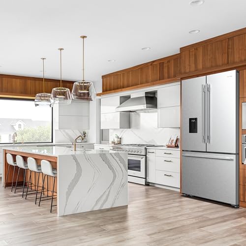 Duura Elite DE210FDBMDSS Refrigerator Built In With French Doors Adjustable Glass Shelves Dual Drawer Bottom Freezer With Ice Maker, LED Interior Light And Stainless Steel Exterior, 36-Inch, Metallic - View 4 | Fridge.com