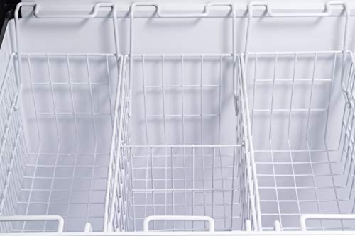 Duura Commercial Mobile Ice Cream Display Chest Freezer Sub-Zero Temp Curved Glass Top Frost Free Lid With 6 Wire Baskets, 53.2 Inch Wide 15.2 Cubic Feet, White - View 4 | Fridge.com