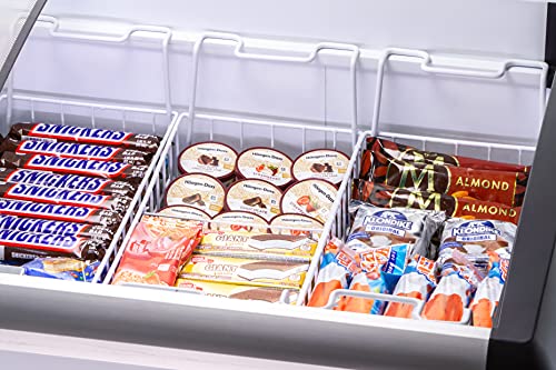 Duura Commercial Mobile Ice Cream Display Chest Freezer Sub-Zero Temp Curved Glass Top Frost Free Lid With 6 Wire Baskets, 53.2 Inch Wide 15.2 Cubic Feet, White - View 5 | Fridge.com