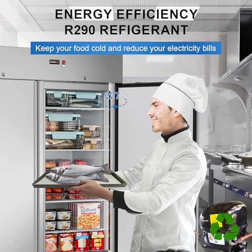 Ecevt 54" W 2 Door Commercial Freezer Stainless Steel Fan Cooling 49 cu.ft Upright Freezer For Restaurant Bar Shop -10℉ ~10℉ Reach-In Freezers - View 4 | Fridge.com
