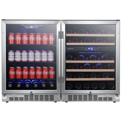 EdgeStar 47'' W 142 Cans (12 oz.) 5.3 Cubic Feet Beverage Cooler with Wine Storage and Glass Door | Fridge.com