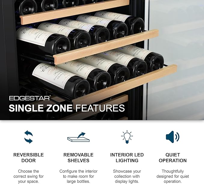 EdgeStar CWF440SZ 20 Inch Wide 44 Bottle Capacity Free Standing Wine Cooler With Reversible Door And LED Lighting - View 3 | Fridge.com