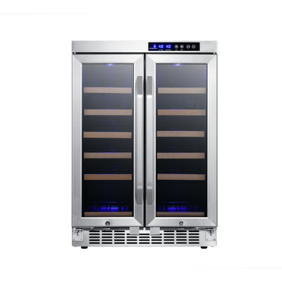 EdgeStar 24 Inch Wide 36 Bottle Built-In Wine Cooler with Dual Cooling Zones and French Doors | Fridge.com