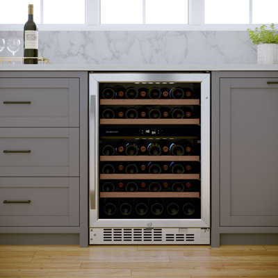 EdgeStar Dual Zone 23.5'' Built-In 46 Bottle Wine Refrigerator with Reversible Door | Fridge.com