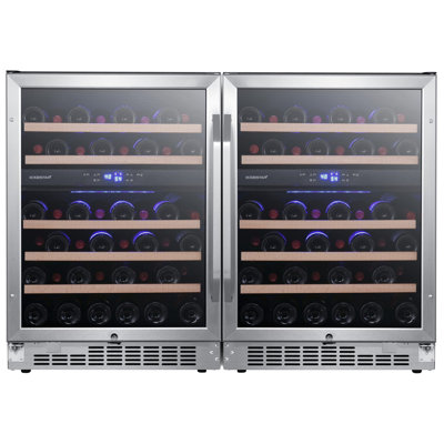 EdgeStar Four Zone 48'' Freestanding 92 Bottle Wine Refrigerator with Reversible Door — FIN-0019624 | Fridge.com