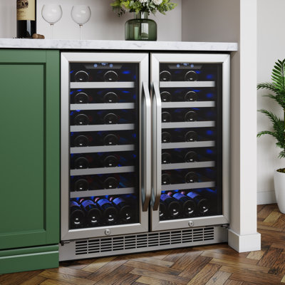 EdgeStar CWR5631FD 30-Inch 56 Bottle Built-In Dual Zone French Door Wine Cooler | Fridge.com
