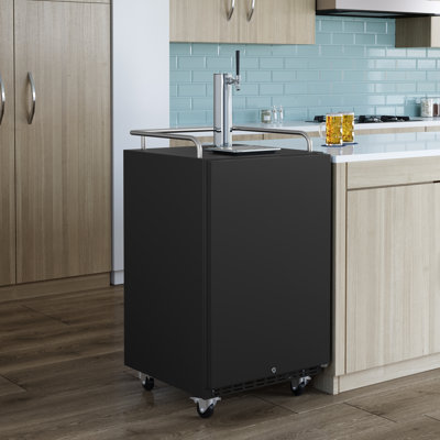 6.62 Cubic Feet Single Tap Freestanding Kegerator with Door Lock — EdgeStar, model ESKC7000BBL