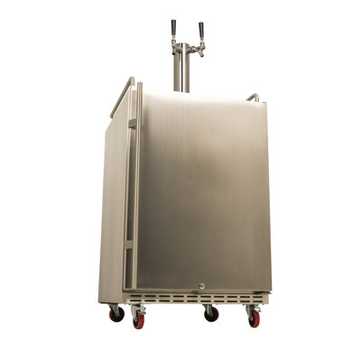 EdgeStar Outdoor Party 6.62 Cubic Feet Silver Outdoor Dual Tap Freestanding Kegerator with Door Lock and | Fridge.com