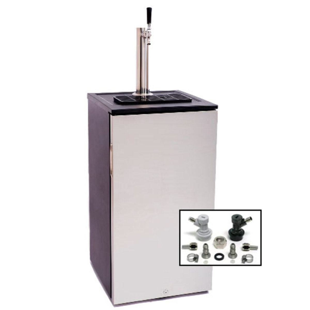 EdgeStar 15 Cubic Feet Silver Single Tap Freestanding Kegerator | Fridge.com