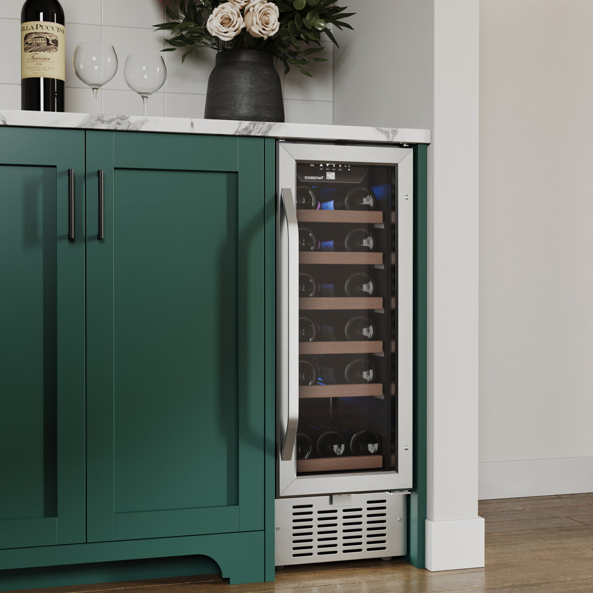 EdgeStar Single Zone 24.25'' Built-In 18 Bottle Wine Refrigerator with Reversible Door | Fridge.com