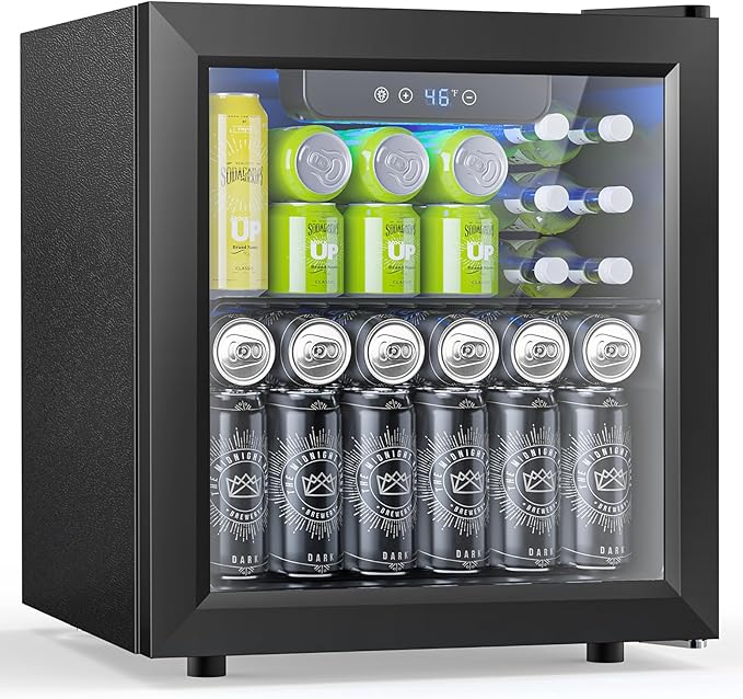 Electactic 50 Cans Beverage Refrigerator Cooler, 1.3 Cu.ft Mini Fridge Countertop Drink Cooler with Glass Door for Beer, Soda,Wine, Adjustable Digital Temperature Control for Home Dorm Bar, Black | Fridge.com