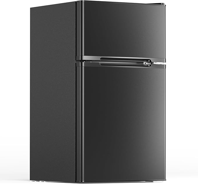 Electactic 3.1 Cu.Ft Mini Fridge with Freezer, 2 Door Compact Refrigerator, Mini Fridge with Adjustable Removable Glass Shelves for Bedroom, Office, Dorm or Apartment, Black | Fridge.com