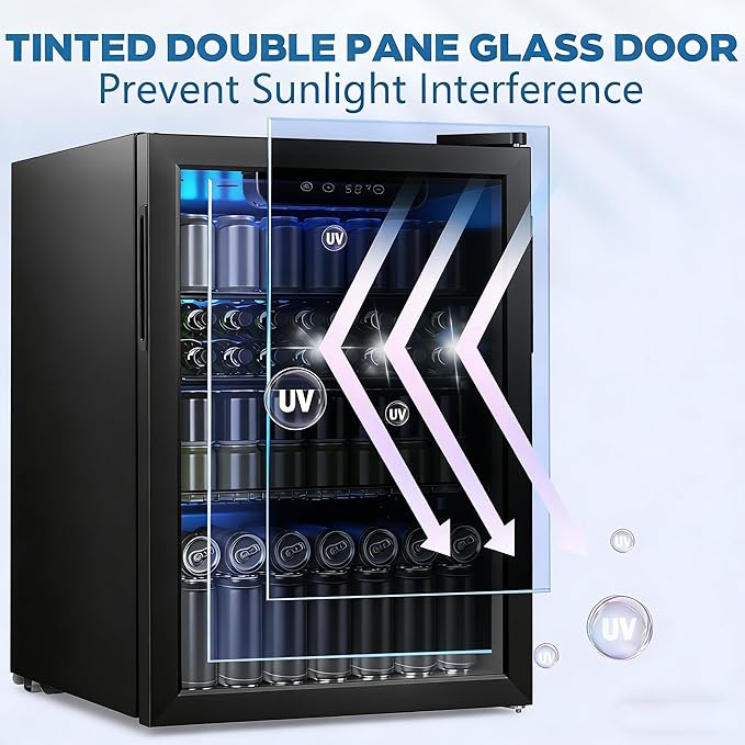 Electactic 95 Cans Beverage Refrigerator, 26 Bottle Mini Fridge, 2.7 cu.ft Drink Fridge Digital Temperature Control For Bottled Beer, Soda,Water - View 6 | Fridge.com