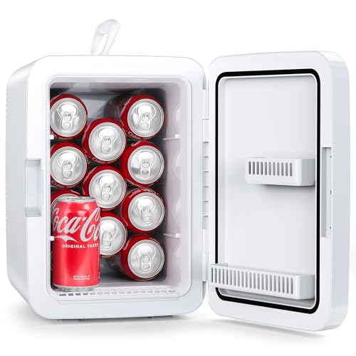 Electactic Compact Mini Fridge, 15 Can Portable Small Refrigerator with AC/DC Adapters, 10 Liter / 2.6 Gal Small Cosmetics Cooler for Beverage, Food, Skincare, Bedroom, Dorm, Office and Car, White | Fridge.com