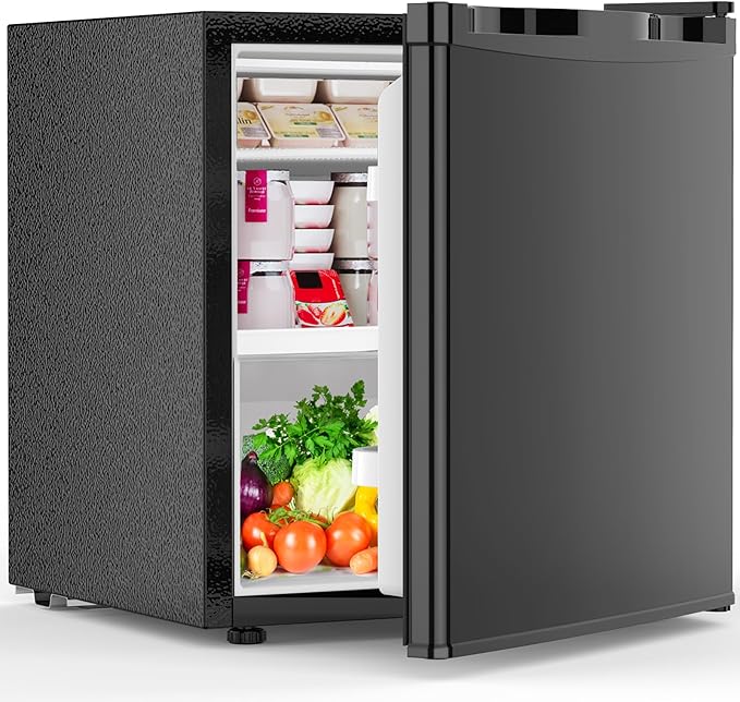 Electactic 1.6 Cu.ft Mini Fridge with Freezer, Compact Single Reversible Door Refrigerator, Adjustable Thermostat, Ultra Quiet, Energy Efficient for Office, Dorm, Bedroom, Apartment -Black | Fridge.com