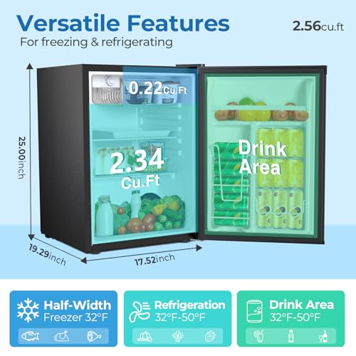 Electactic 2.56 cu.ft Compact Refrigerator With Reversible Single Door, Black - View 2 | Fridge.com