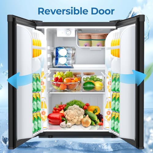 Electactic 2.56 cu.ft Compact Refrigerator With Reversible Single Door, Black - View 4 | Fridge.com