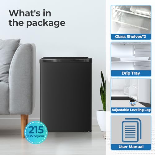 Electactic 2.56 cu.ft Compact Refrigerator With Reversible Single Door, Black - View 6 | Fridge.com