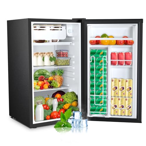 Electactic 3.2 Cu.ft Mini Fridge with Freezer, Compact Refrigerator with Reversible Single Door, Adjustable Thermostat, Low Noise, Energy Efficient for Office, Dorm, Bedroom, Apartment (Black) | Fridge.com