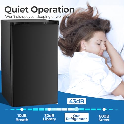 Electactic 3.2 cu.ft Mini Fridge With Freezer, Compact Refrigerator With Reversible Single Door, Adjustable Thermostat, Low Noise, Energy Efficient For Office, Dorm, Bedroom, Apartment (Black) - View 5 | Fridge.com
