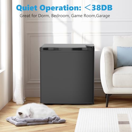 Electactic 1.7 cu.ft Mini Fridge, Compact Refrigerator, Single Reversible Door, Ultra Quiet, Energy Efficient For Office, Dorm, Bedroom, Apartment, Black - View 2 | Fridge.com
