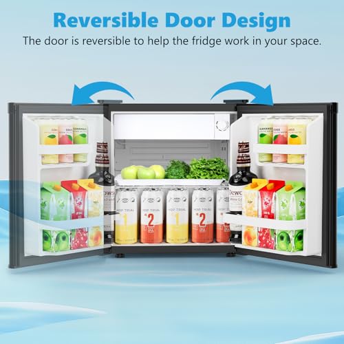 Electactic 1.7 cu.ft Mini Fridge, Compact Refrigerator, Single Reversible Door, Ultra Quiet, Energy Efficient For Office, Dorm, Bedroom, Apartment, Black - View 5 | Fridge.com